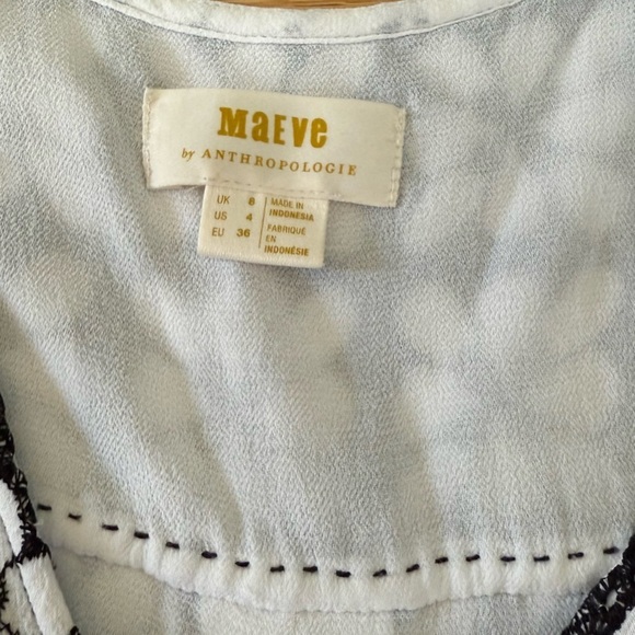 Anthropologie Maeve Coralie Black and White Floral Eyelet Wrap Tank Top size 4 - Picture 2 of 7